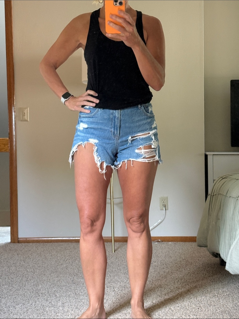 American Eagle Outfitters Light Blue Distressed Denim Shorts